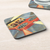 ヴィンテージSF未来型飛んでいる車 コースター (左側)