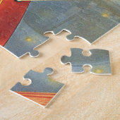 ヴィンテージSF未来型飛んでいる車 ジグソーパズル (側面)