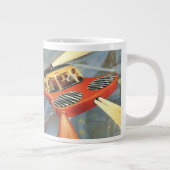 ヴィンテージSF未来型飛んでいる車 ジャンボコーヒーマグカップ (右)