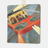 ヴィンテージSF未来型飛んでいる車 セラミックオーナメント (左)