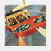 ヴィンテージSF未来型飛んでいる車 セラミックオーナメント (正面)