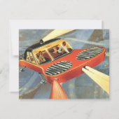 ヴィンテージSF未来的な車の招待 招待状 (正面)