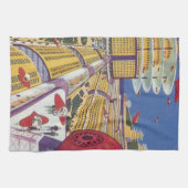 ヴィンテージSF未来的ニューヨーク キッチンタオル (横)