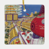 ヴィンテージSF未来的ニューヨーク セラミックオーナメント (正面)