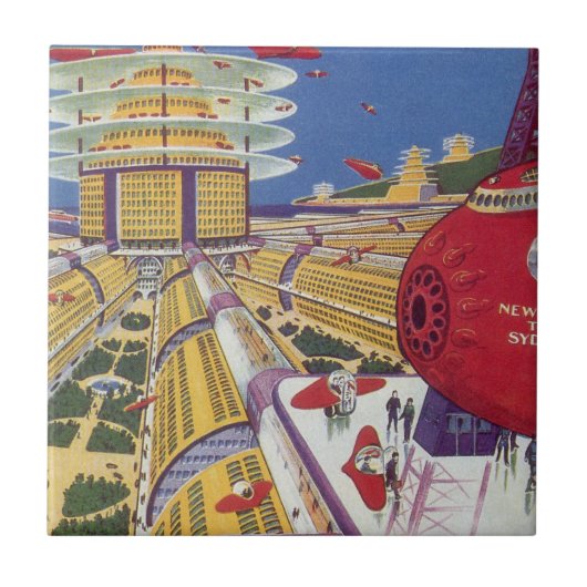 ヴィンテージSF未来的ニューヨーク タイル (正面)