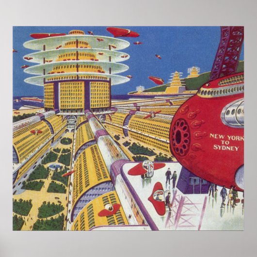 ヴィンテージSF未来的ニューヨーク ポスター (正面)