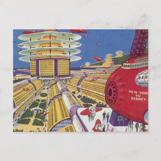 ヴィンテージSF未来的ニューヨーク ポストカード (正面)