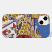 ヴィンテージSF未来的ニューヨーク Case-Mate iPhoneケース (裏面 (横))