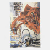 ヴィンテージSF未来都市エイリアン戦争 キッチンタオル (縦)