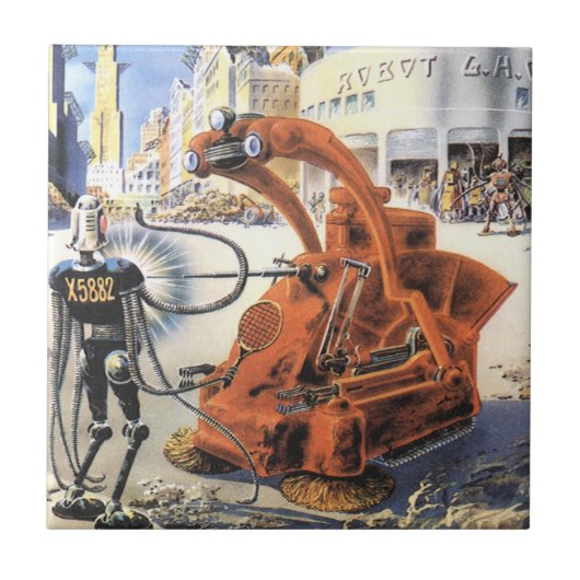 ヴィンテージSF未来都市エイリアン戦争 タイル (正面)