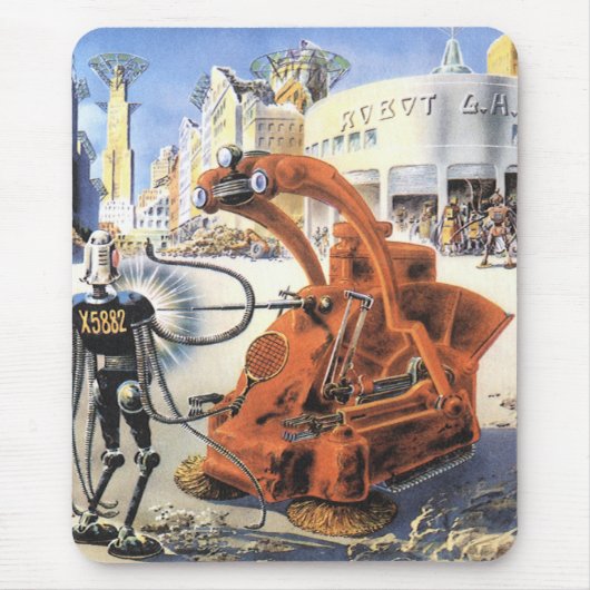 ヴィンテージSF未来都市エイリアン戦争 マウスパッド (正面)