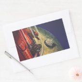 ヴィンテージSF未来都市オンムーン 長方形シール (封筒)