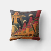 ヴィンテージSF未来都市飛んでいる車 クッション (裏面)