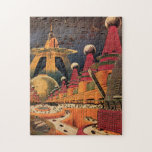 ヴィンテージSF未来都市飛んでいる車 ジグソーパズル<br><div class="desc">ヴィンテージイラストレーション旅行と交通SF画像クラシック漫画本レトロsci fi都市設定と未来の都市。建築建物はコーン状で、車は鳥のように空飛んでいるに浮かび、人の群れが都会を移動している。</div>