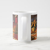 ヴィンテージSF未来都市飛んでいる車 ジャンボコーヒーマグカップ (裏面)