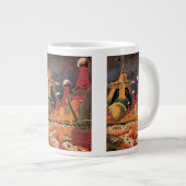 ヴィンテージSF未来都市飛んでいる車 ジャンボコーヒーマグカップ (正面右)