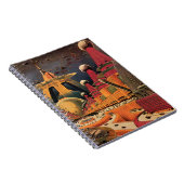 ヴィンテージSF未来都市飛んでいる車 ノートブック (右側)