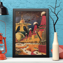 ヴィンテージSF未来都市飛んでいる車