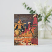 ヴィンテージSF未来都市飛んでいる車 ポストカード (スタンド正面)