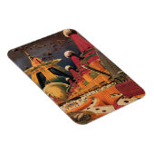 ヴィンテージSF未来都市飛んでいる車 マグネット (右側)