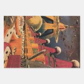 ヴィンテージSF未来都市飛んでいる車 ラッピングペーパーシート (正面)