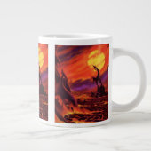ヴィンテージSF火山惑星w赤溶岩 ジャンボコーヒーマグカップ (右)