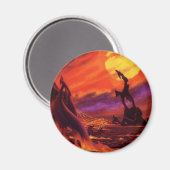 ヴィンテージSF火山惑星w赤溶岩 マグネット (正面/裏面)