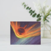 ヴィンテージSF白熱［赤熱］光を放つロケット宇宙 ポストカード (スタンド正面)