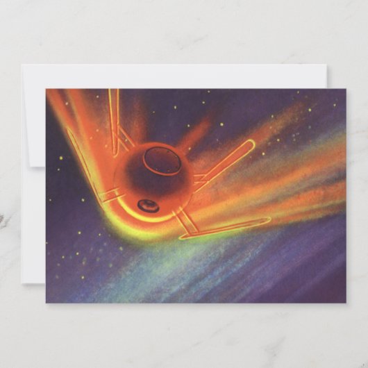 ヴィンテージSF白熱［赤熱］光を放つ、宇宙ロケット (正面)