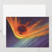 ヴィンテージSF白熱［赤熱］光を放つ、宇宙ロケット (正面/裏面)