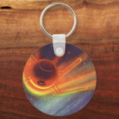 ヴィンテージSF白熱［赤熱］光を放つ、宇宙ロケット キーホルダー (正面)