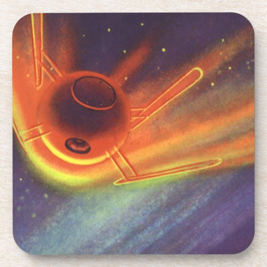 ヴィンテージSF白熱［赤熱］光を放つ、宇宙ロケット コースター (正面)