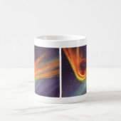 ヴィンテージSF白熱［赤熱］光を放つ、宇宙ロケット コーヒーマグカップ (中央)