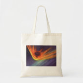 ヴィンテージSF白熱［赤熱］光を放つ、宇宙ロケット トートバッグ (正面)