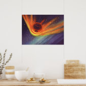 ヴィンテージSF白熱［赤熱］光を放つ、宇宙ロケット ポスター (キッチン)