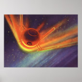ヴィンテージSF白熱［赤熱］光を放つ、宇宙ロケット ポスター (正面)