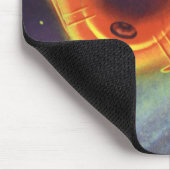 ヴィンテージSF白熱［赤熱］光を放つ、宇宙ロケット マウスパッド (コーナー)