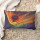 ヴィンテージSF白熱［赤熱］光を放つ、宇宙ロケット ランバークッション (ブランケット)