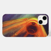 ヴィンテージSF白熱［赤熱］光を放つ、宇宙ロケット Case-Mate iPhoneケース (裏面 (横))