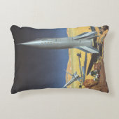 ヴィンテージSF砂漠のロケット惑星 アクセントクッション (正面)