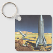 ヴィンテージSF砂漠のロケット惑星 キーホルダー (正面)