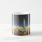 ヴィンテージSF砂漠のロケット惑星 コーヒーマグカップ (中央)