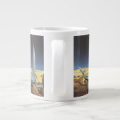 ヴィンテージSF砂漠のロケット惑星 ジャンボコーヒーマグカップ (裏面)