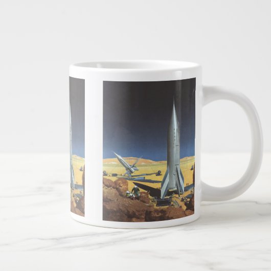 ヴィンテージSF砂漠のロケット惑星 ジャンボコーヒーマグカップ (右)