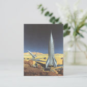 ヴィンテージSF砂漠のロケット惑星 ポストカード (スタンド正面)