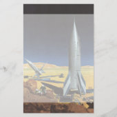 ヴィンテージSF砂漠のロケット惑星 便箋 (正面)