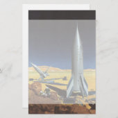 ヴィンテージSF砂漠のロケット惑星 便箋 (正面/裏面)