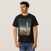 ヴィンテージSF砂漠のロケット惑星 Tシャツ (正面フル)