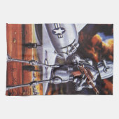 ヴィンテージSF軍隊ロボット兵 キッチンタオル (横)