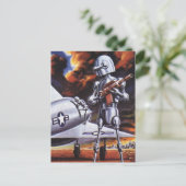 ヴィンテージSF軍隊ロボット兵 ポストカード (スタンド正面)